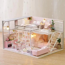 DIY игрушечный деревянный дом poppenhuis деревянный Miniatura кукольные домики миниатюрный кукольный домик игрушки с мебели светодиодный светильник подарок на день рождения