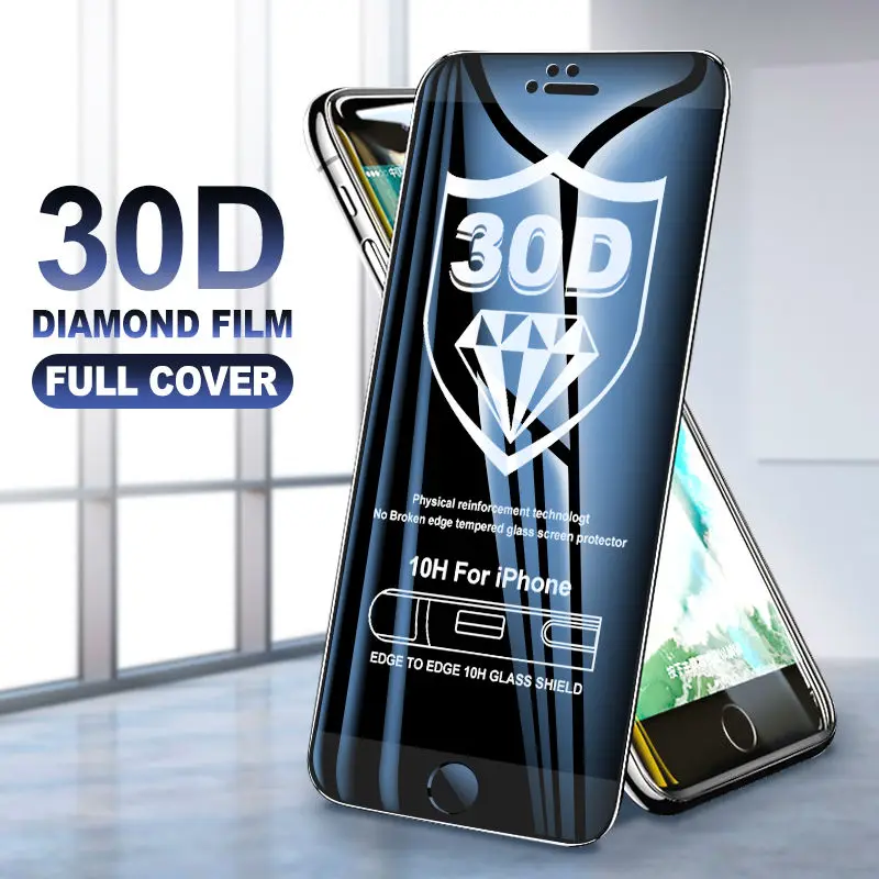Защитное стекло с изогнутыми краями 30D для iPhone 7 8 6 6S Plus X XR XS Max|Защитные стёкла и