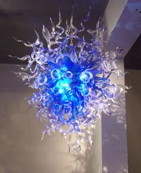 

Contemporary Ocean Blue Art Glass Chandelier Lighting with LED Bubbles