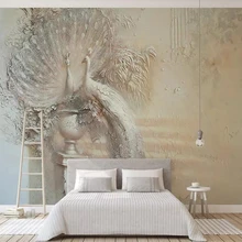 Beibehang пользовательские обои Европейский ретро 3D тиснением Павлин задний план стены гостиной спальни ТВ фон 3d обои