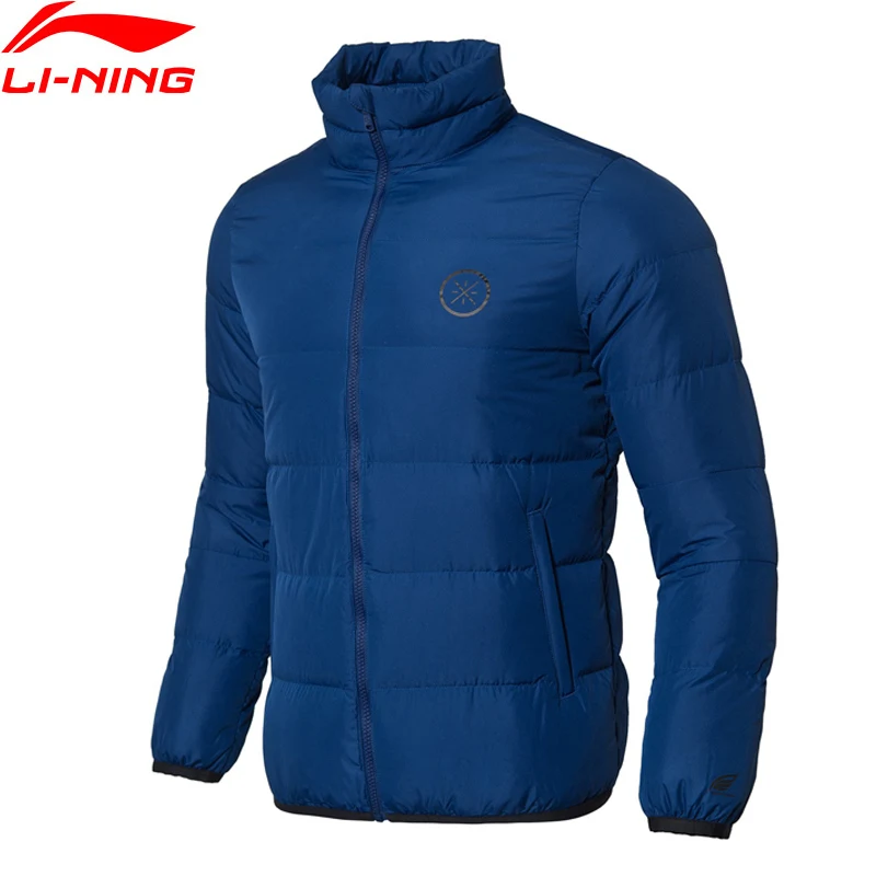 

Li-Ning Men Wade Series Short Down Coat 90% Grey Goose Down Warm Polyester Slim Fit LiNing Fitness Sports Coats AYMN065 COND18
