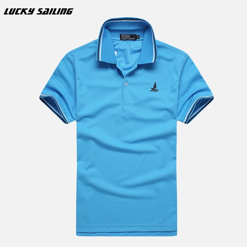 محظوظ الإبحار ماركة الرجال بولو جولف قمصان قطن قمصان السريع الجاف الرجال ضئيلة قمم قصيرة الأكمام قميص الرياضة جيرسي جولف التنس
