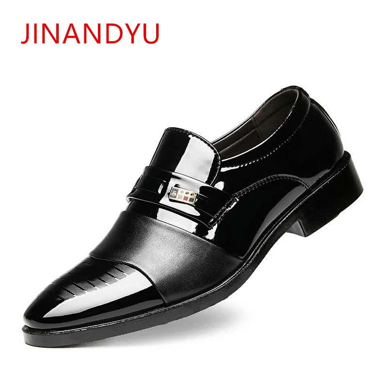 

Spring Autumn Men Formal Wedding Shoes Luxury Men Business Dress Shoes Men Loafers Pointy Shoes Big Size 38-48 Patent Leather