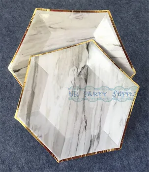 

240pcs Marble Grey Paper Tableware 20cm Plates with Gold Foil Edge Seafoam Wedding Party First Birthday Valentine's Party Decor