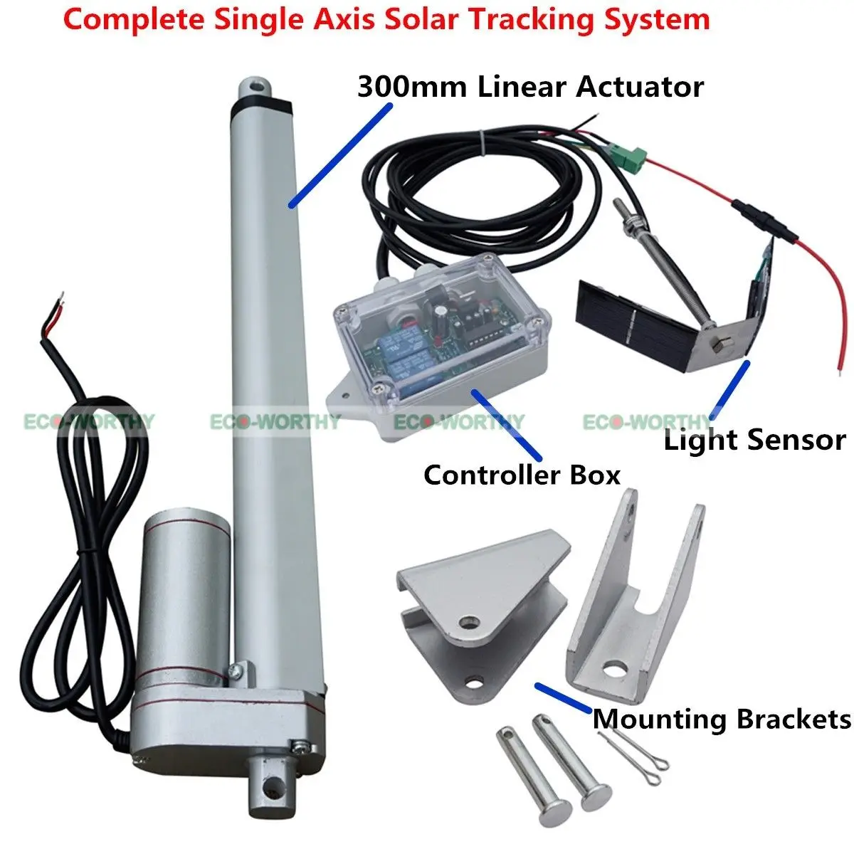 

1KW-12V Single Axis Solar Tracker - System Kit 12''Linear Actuator +Controller