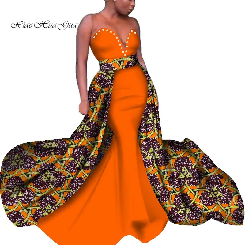 2019 африканские вечерние платья для женщин Bazin Rich без бретелек Женская африканская Дашики, длинные, длина до пола, платья одежда wy4087