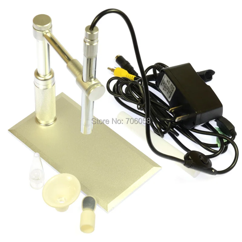 

200X 2.0MP HD Digital Zooming AV TV Video Microscope Endoscope Camera Set with 8 LED light + Aluminium Alloy Stand Holder