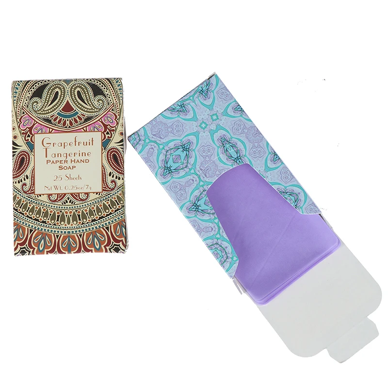 

25pcs/pack Portable Mini Paper Soap Outdoor Travel Soap Paper Washing Hand Bath Clean Scented Slice Sheets Disposable Boxe Soap