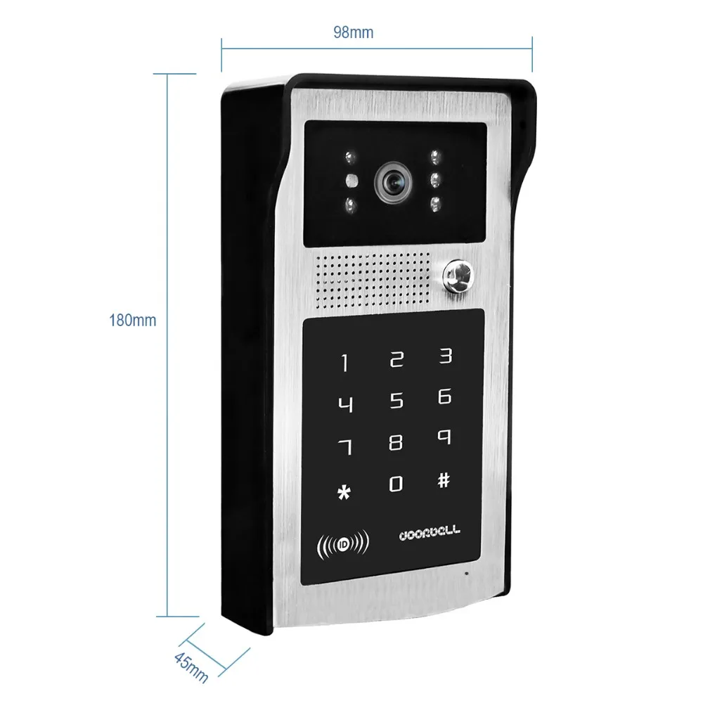 Проводной " видеодомофон дверной звонок видеодомофон система входа+ RFID код клавиатуры камера+ пульт дистанционного управления+ электронный замок+ выход