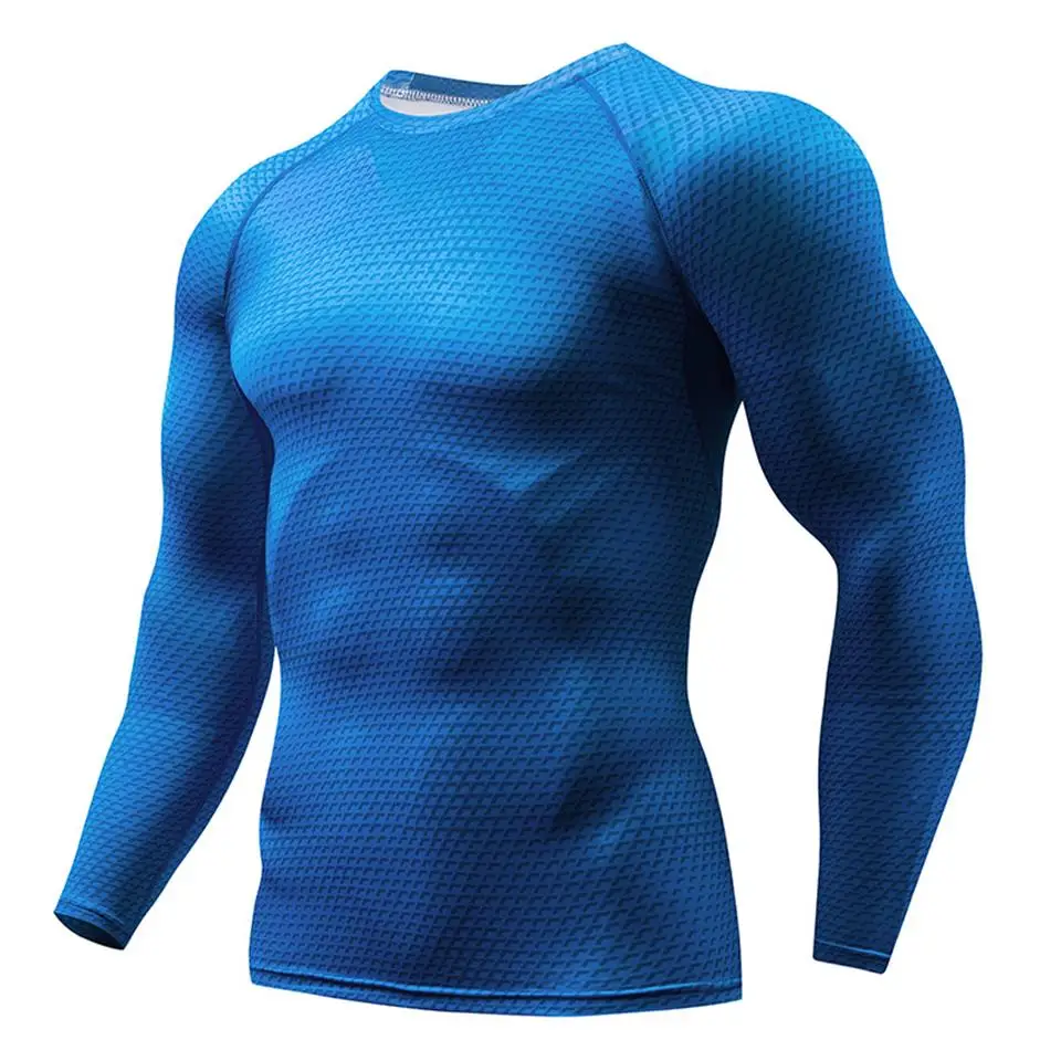 Мужская футболка для бега Rashguard MMA Fitness мужская спортивная одежда с длинным