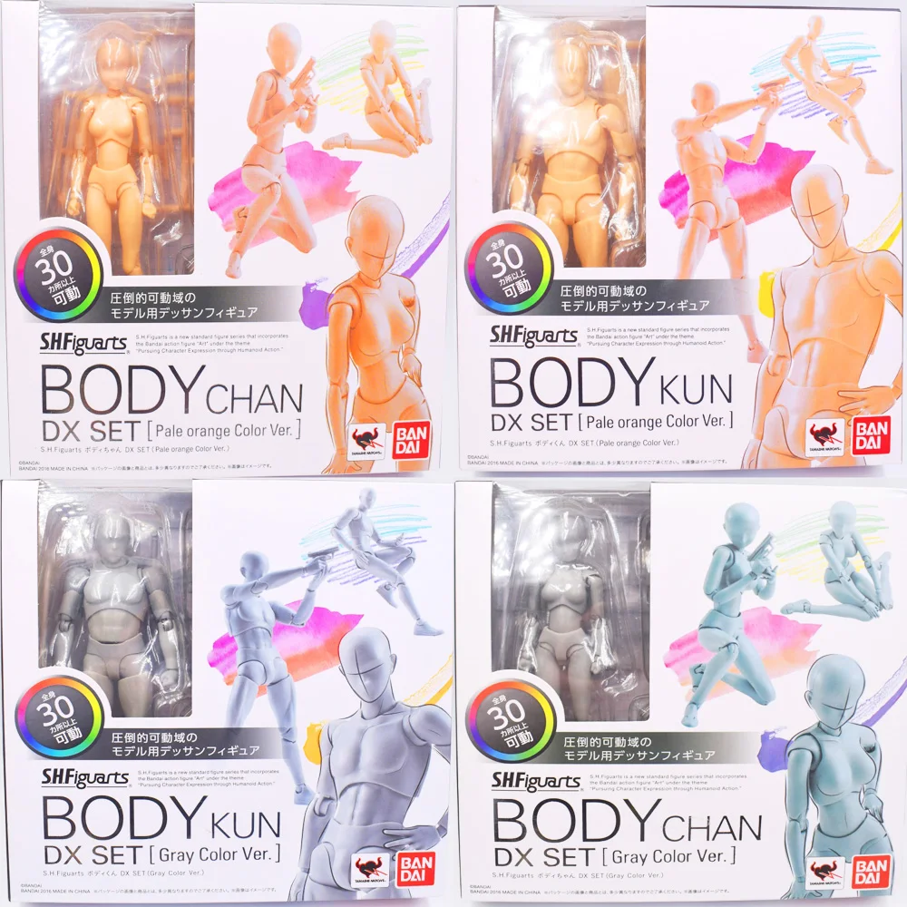 15cm SHFiguarts BODY KUN / BODY CHAN  DX SET Grey / Orange Color Ver. PVC Action Figure Collectible Model Toy 1 6 wwii german commander desert fox head sculpt carving model fit 12 soldier male action figure body toy