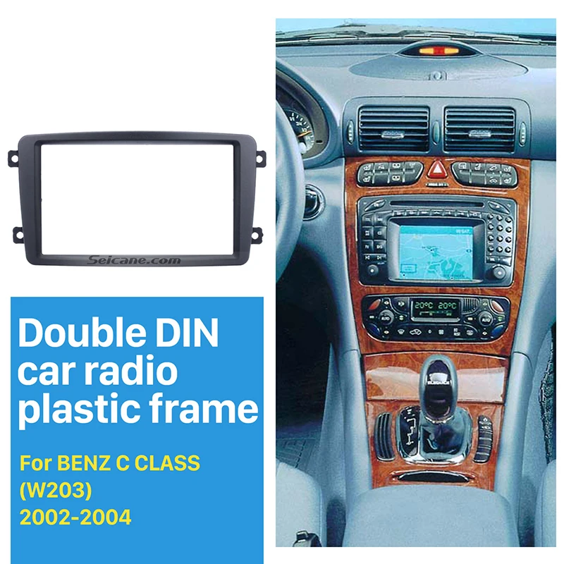 

Seicane Double Din Car Radio Fascia DVD Player for 2002 2003 2004 Mercedes BENZ C CLASS W203 Panel Kit Stereo Dash Trim kit