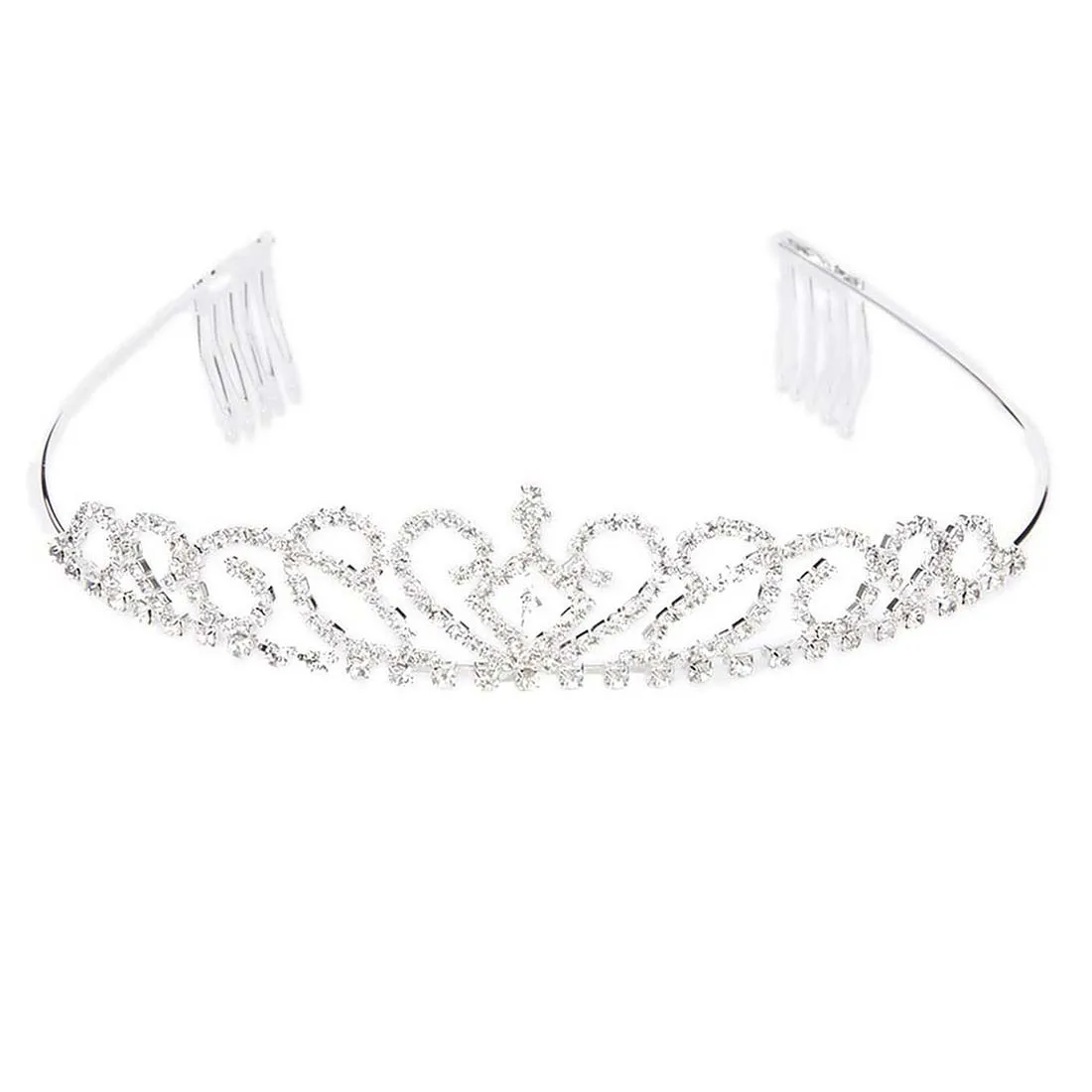 Wedding Bridal Tiaras Crystal Rhinestone Tiara hairband with Comb (Silver)Hair Jewelry