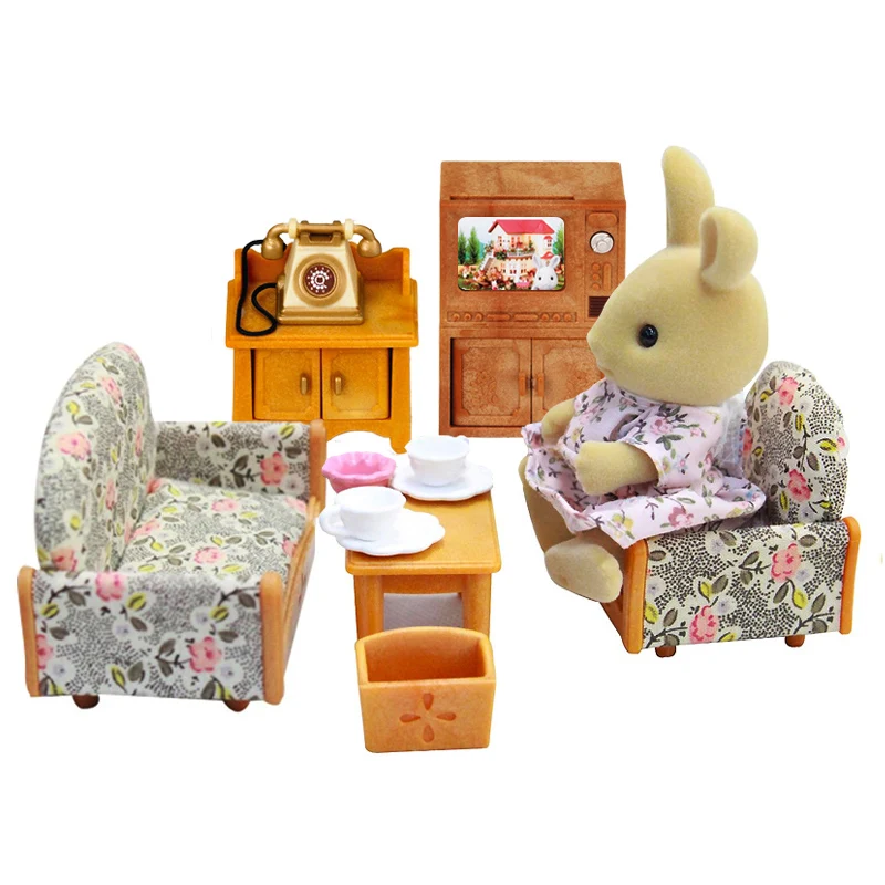 Sylvanian Families кукольный домик мебель аксессуары для гостиной сцены игровой набор w/фигурка кролик девочка детская игрушка подарок