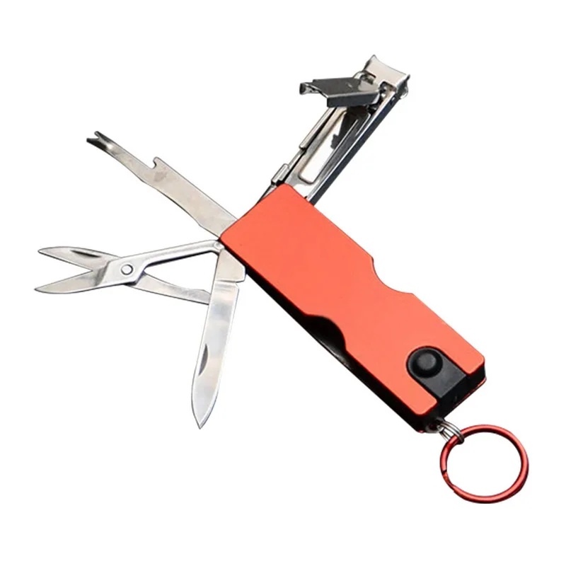 

Urijk Portable Key Fold Multi Function Mini Fashion Keychain Swiss Knife LED Ear Cleaner Nail Clippers Pocket Key Ring Earpick