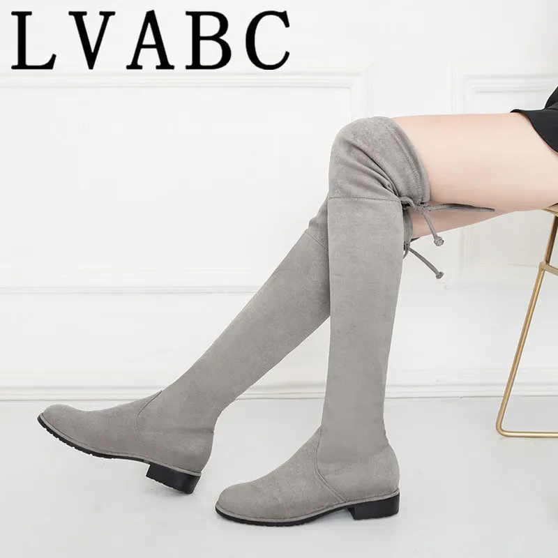 

LVABC Quality Suede Women Boots over knee Long Boots Women High Boots Short Plush Stretch Fabric Fashion Women Boots Size 35 43