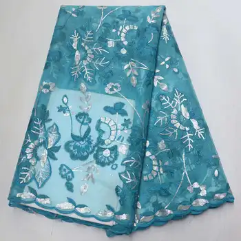 

High Quality African Lace Fabric For Wedding dress France Tulle Lace Fabric With Stones Nigerian Guipure Cord Lace Fabric HDS02