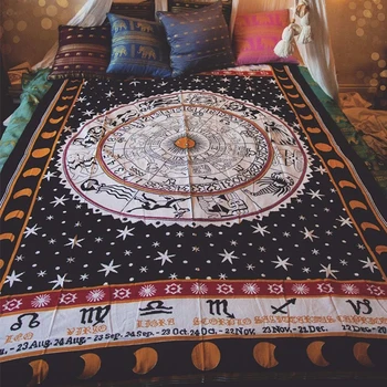 

New Vintage Indian Mandala Tapestry Hippie Wall Decoration Yoga Beach Towel Sun Block Dark Constellation Shawl And Long Blanket