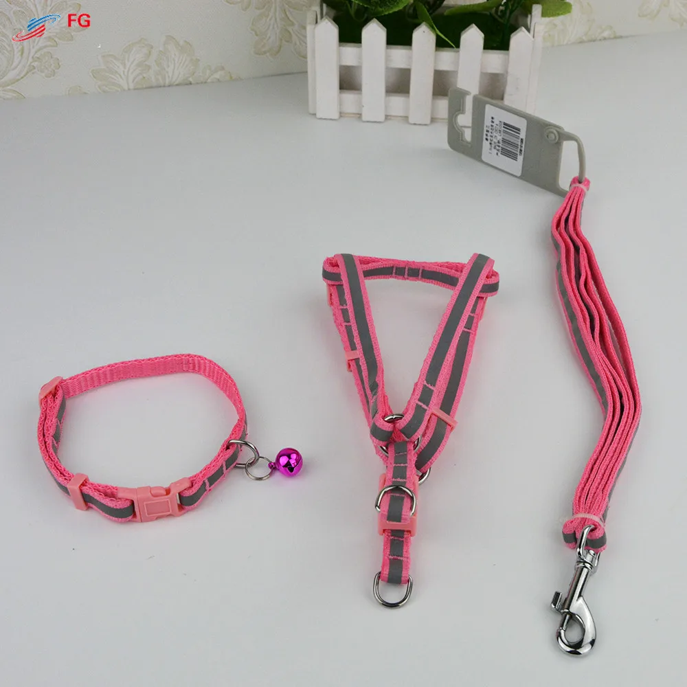 High Quality Nylon Reflective Pet Dog Harness Collar and Leash 3 Pieces Set for Small Medium