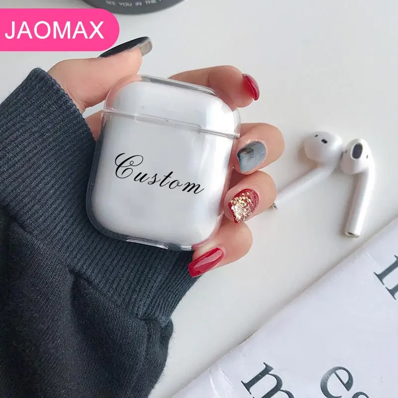 

Jaomax DIY Photo Covers Hard PC Clear Custom Name Case for Airpods Personalized Letter Wireless Transparent Bluretooth Earphone