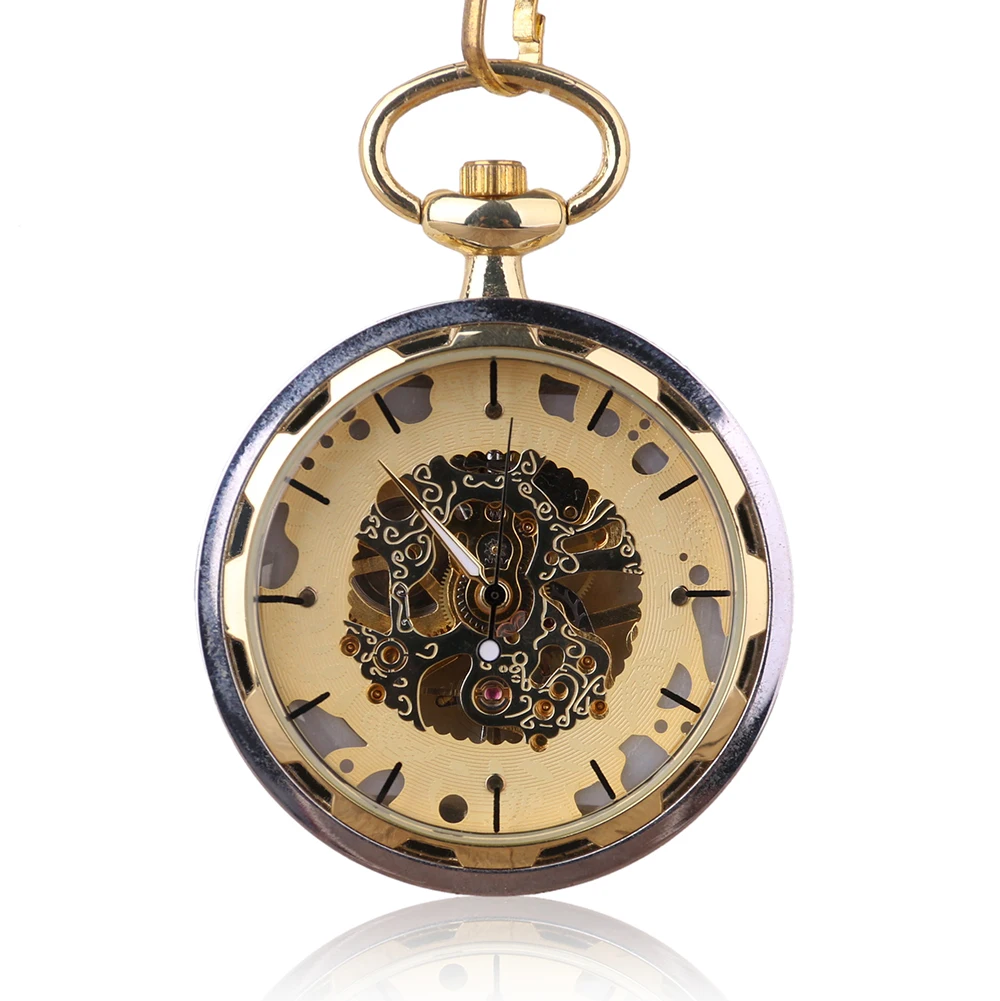 

Fashion Men Womens Retro Transparent Case Mechanical Hand Wind Casual Pocket Watch Gift+Box