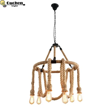 

Retro Vintage Rope Pendant Light Lamp Loft Creative Personality Industrial Lamp American Style For Ding Living Room Restaurant