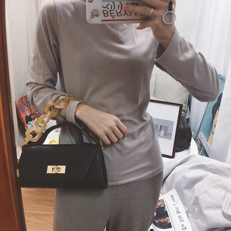 Design Wide Acrylic Resins Chains Bag Belt Women Shoulder Acrylic Accessories Detachable Shoulder Straps Handbag Ladies Purses
