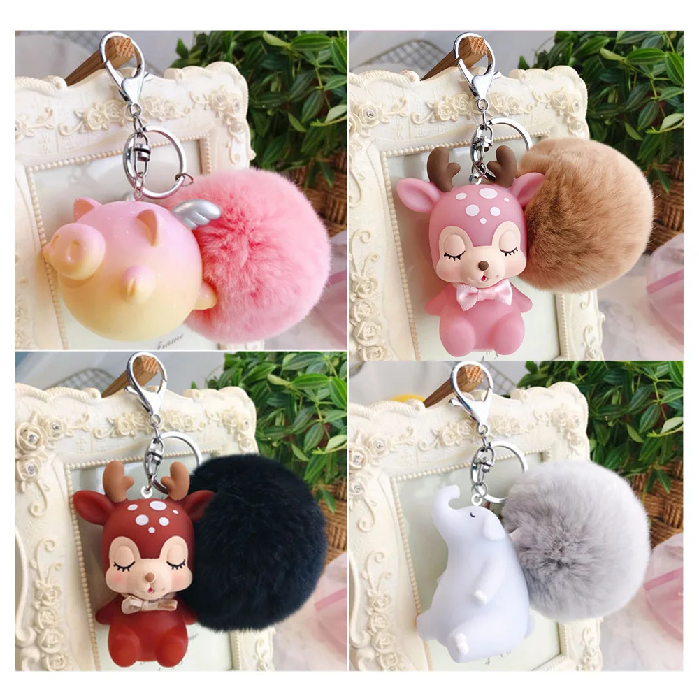 

Sweet 2 Colors - Flower heart deer Keychain Toys, Plush Stuffed Animal TOY , Small Pendant Dolls , Wedding Party Gift Plush Toys