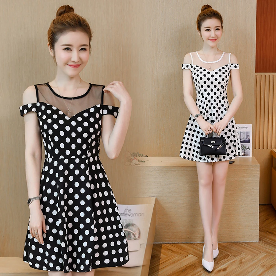 2020 Корейский Новый Винтажный сарафан в белый горошек летнее сексуальное пляжное