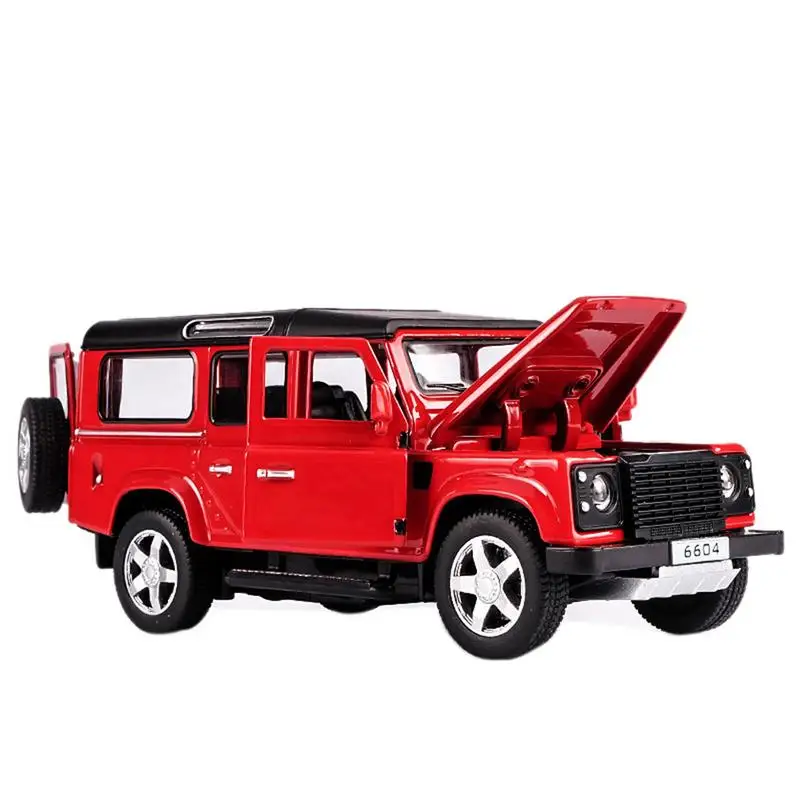 Высокое качество 1:32 Defender модель автомобиля из сплава Акустооптическая игрушка для автомобиля с откидной спинкой высокая имитация флэш-игрушки автомобиль - Цвет: Red
