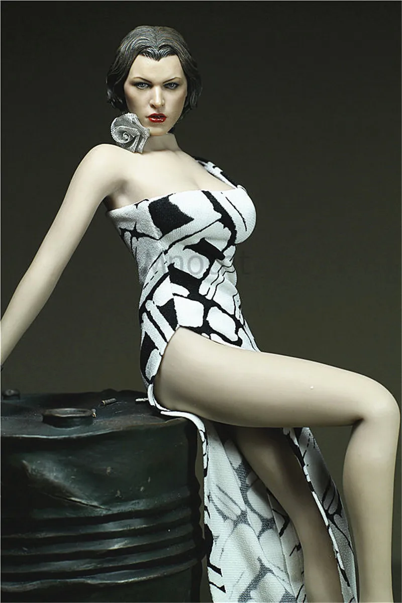 Коллекция 1/6 масштаб мода черно-белая полоса Один Shoudler Сплит юбка платье для 12in Hottoy Phicen jiaul модель тела игрушка