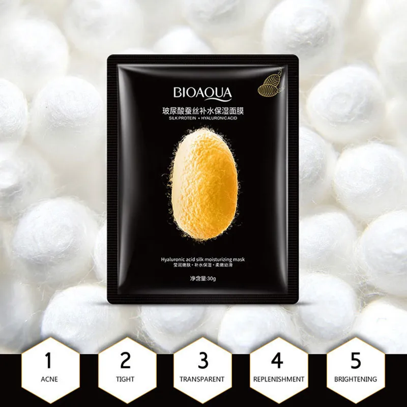 BIOAQUA Silk Protein Essence Facial Mask Hyaluronic Acid Moisturizing Face Mask Anti-Aging Deep Replenishment Smooth Skin Care 2