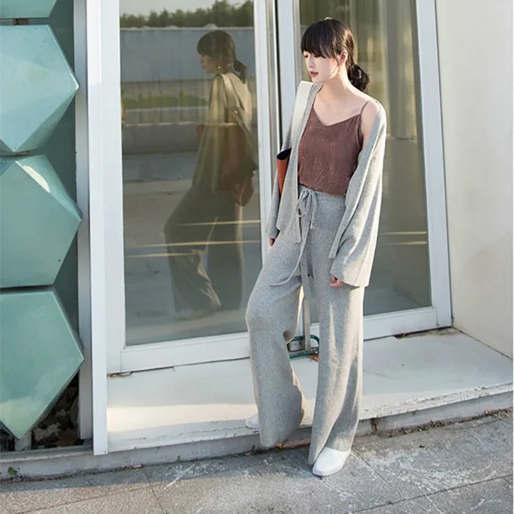 M \u0026 B modo di alta qualità grigio di lana di lavoro a maglia lunghi sciolti  baggy pantaloni larghi del piedino pantaloni della tuta pantaloni donna  pantaloni 2017 primavera autunno|wide leg pants|sweatpants