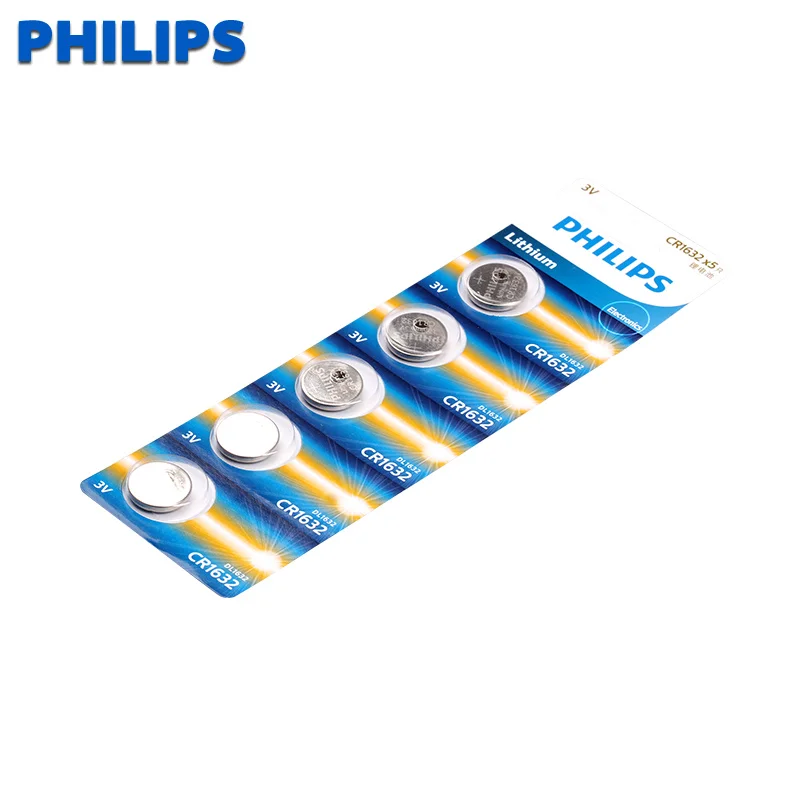 Philips 5 шт./упак. CR1632 кнопки батареи LM1632 BR1632 ECR1632 сотового монета литиевая батарея 3 в CR 1632 для часов электронная игрушка Re