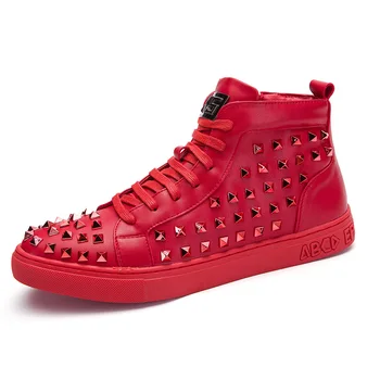 

British style mens fashion party nightclub dress cow leather rivets shoes spring autumn motorcycle ankle boots zapatos hombre