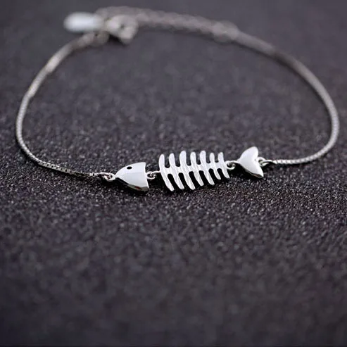 fish bone bracelet 100% 925 Sterling Silver Jewelry fashion hypoallergenic bracelets for women gift
