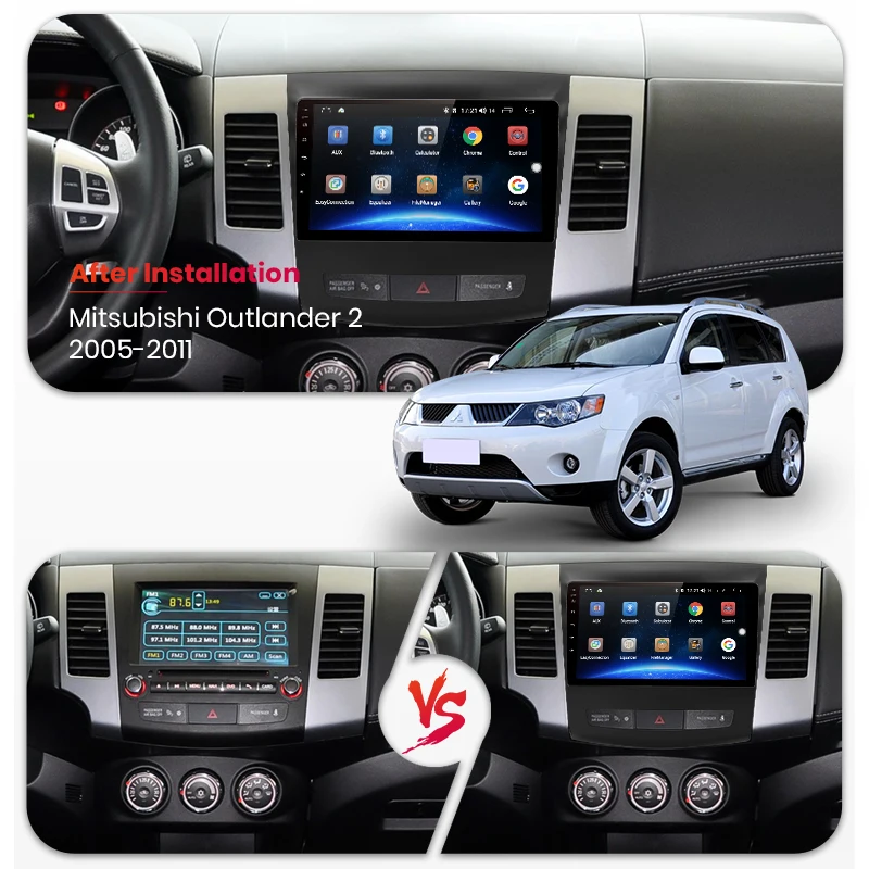 Best AWESAFE 2Din Headunit Android 8.1 4+64G CarPlay Radio Cassette Audio Multimedia Player For Mitsubishi Outlander xl 2 2005-2011 1