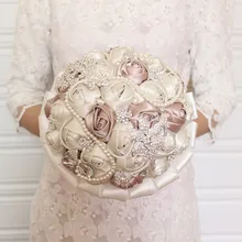 Великолепная бисера Кристалл Свадебный букет Кот Роза невесты цветы искусственный сапфир жемчугом Свадебные букеты