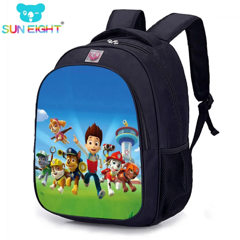 

3 Sizs for Different age of Children Animal Prints Cartoon Zipper School Bags Backpack For Boys Black