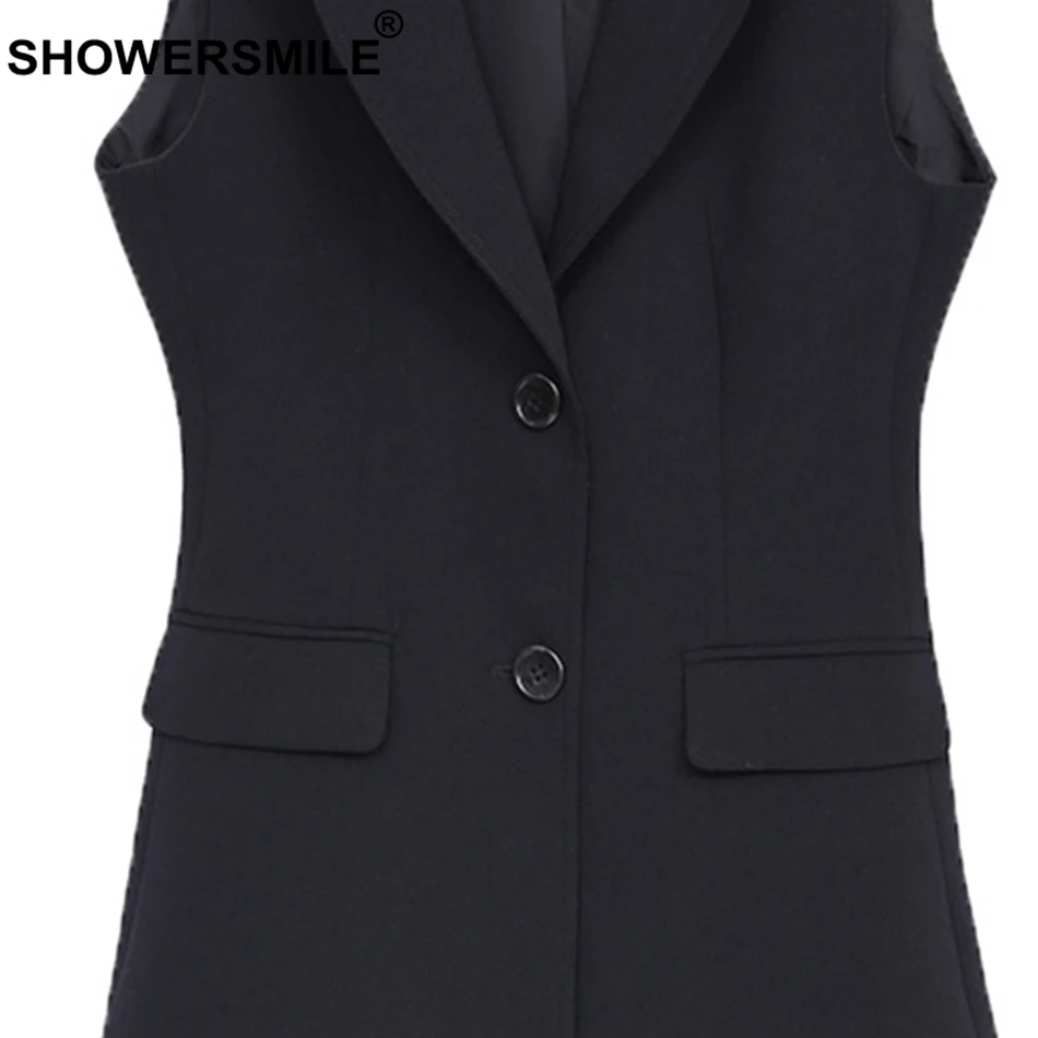 SHOWERSMILE Women Plus Size Vest Black OL Waistcoat Ladies Big Size Slim Sleeveless Blazer Female Business Spring Clothing 8XL