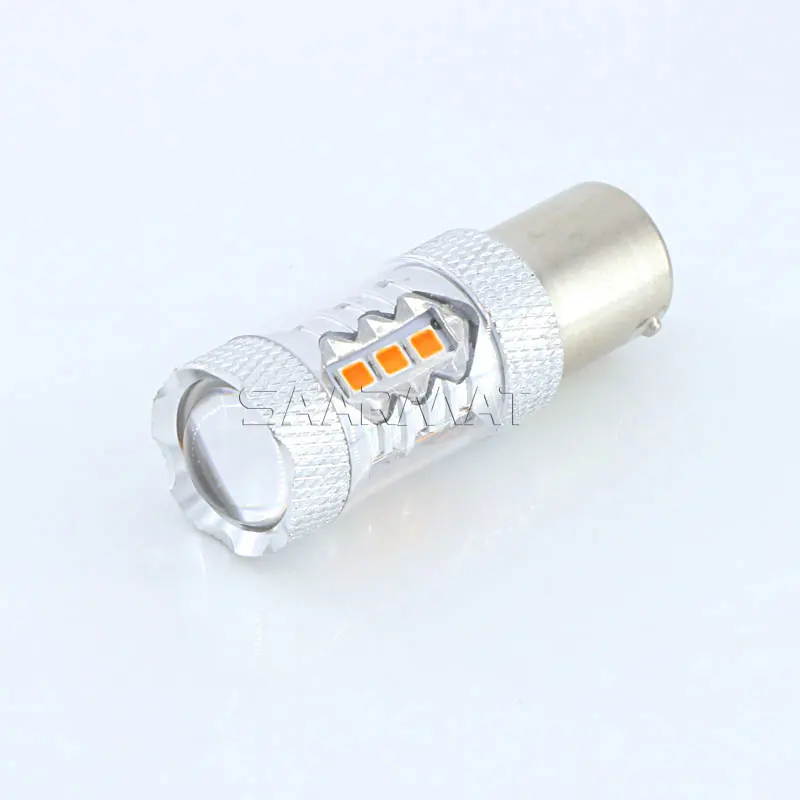 Пара желтый PY21W BAU15S 16SMD w/Sumsung чипсы 80 Вт 150-ступенчатые светодиодные лампы сигнала поворота