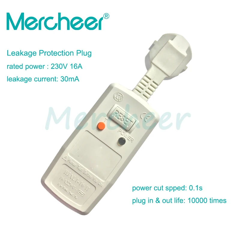 

GFCI Leakage Protection Safety RCD Socket Adaptor Home Circuit Breaker Cutout Power Trip Switch 16A 220V 240V EU Plug