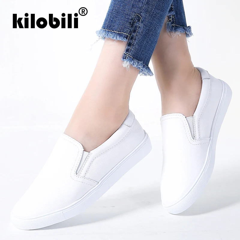 Kilobili/2019 летние женские кроссовки на плоской подошве балетки обувь из натуральной