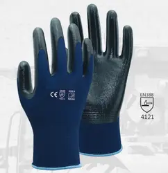 Защитная перчатка 13 калибр синий полиэстер с нитриловым окунутым перчаткой работы