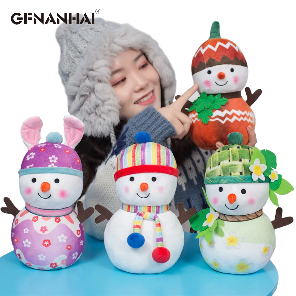 New Arrival 25CM kawaii Four Seasons Plush Snowman Toys Cute Christmas Little Snowman Dolls