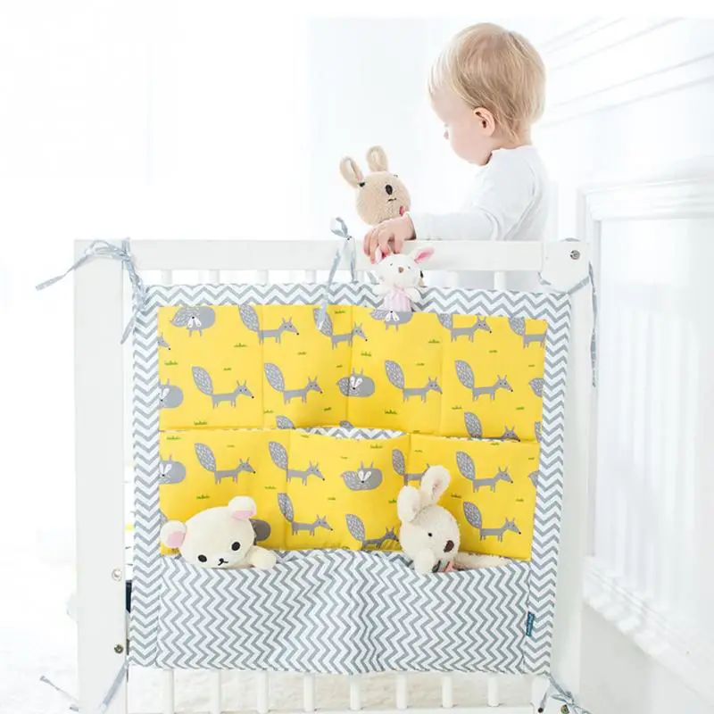 50*60cm Bed Hanging Storage Bag Baby Cot Bed Baby Cotton Crib Organizer