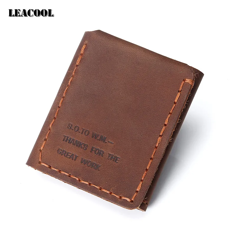 Leacool 2017 Original handmade Genuine Leather Vintage Wallet The