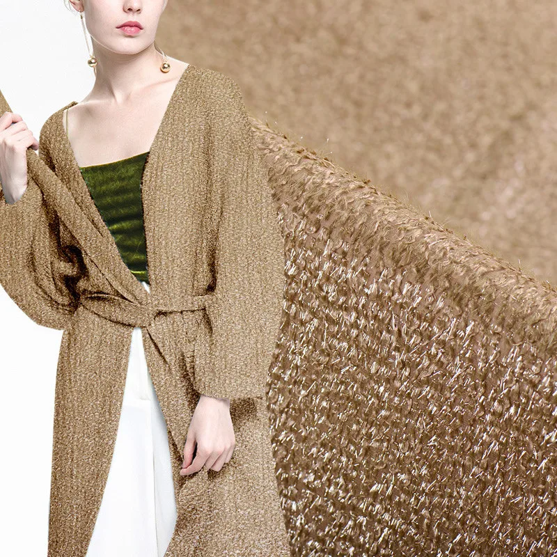 

25mm mulberry silk base thread gold thr fashion silk yarn micro - through gold silk fabric high - end fashion clothing custom