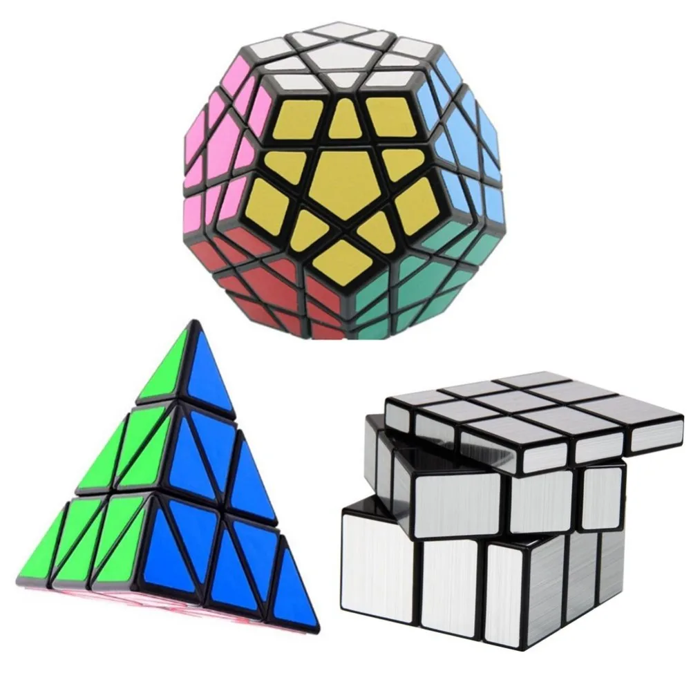 3PCS lot Magic Cube Puzzle Dodecahedron Megaminx Triangle Pyramid Pyraminx 3 Layer Profiled Magic Cube Hot