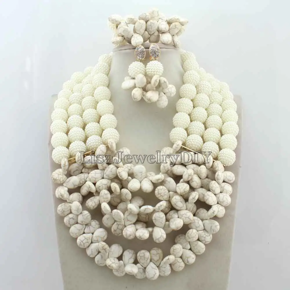 

Nigerian Wedding African Beads Jewelry Set African Costume 2017 Jewelry Sets Beads Free Shipping HD6775